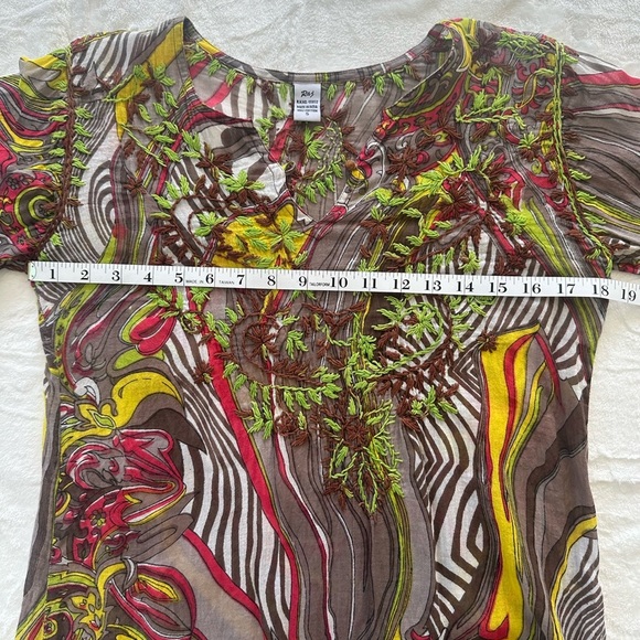🌴 Embroidered Tunic Flowy Size Small - Picture 8 of 11